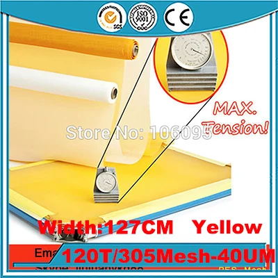Yellow 120 T(305 Mesh) 40um 127 см желтый 30 метров полиэфирная сетка - Цвет: Yellow
