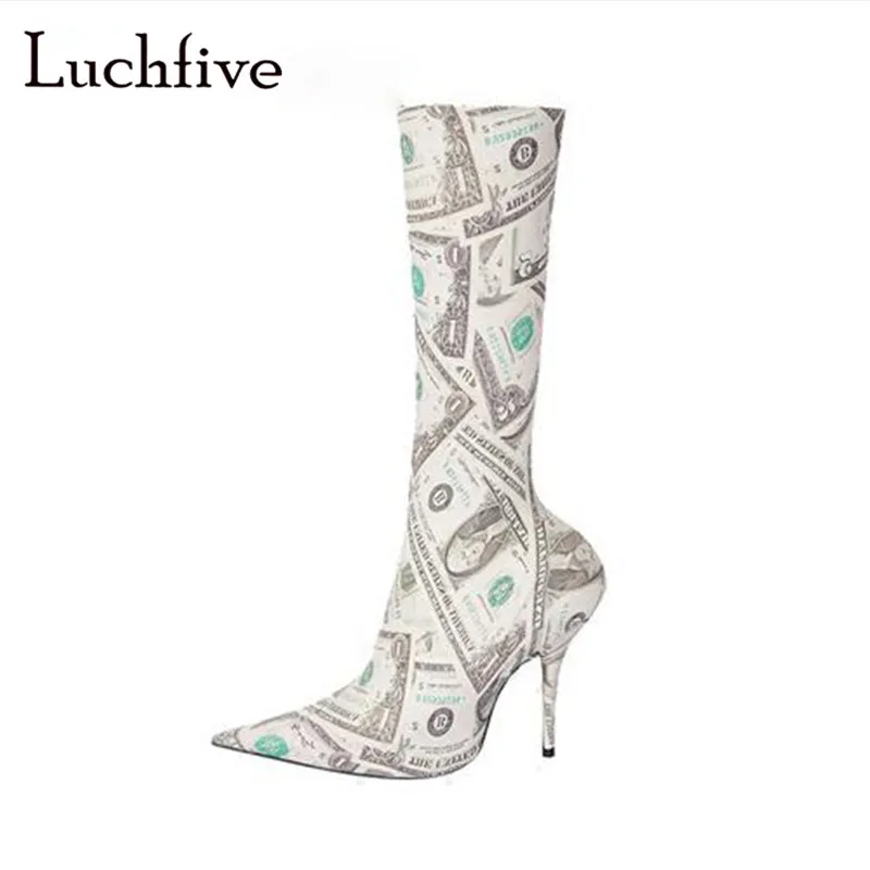 

Fashion pointed toe women booties sexy thin high heels ladies shoes slip on stiletto ankle boots women white sock female shoes