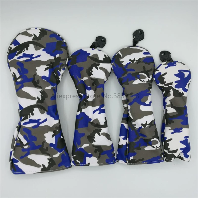 

New Camouflage Golf Driver Headcover Fairway Woods Hybrid UT PU Leather Dustproof Head Covers 3 Colors Free Shipping