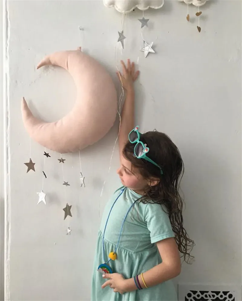 Прекрасная чучела Луна со звездой Висячие игрушки Детская кровать Настенная Наклейка для детской комнаты декор в скандинавском стиле реквизит для фотографий