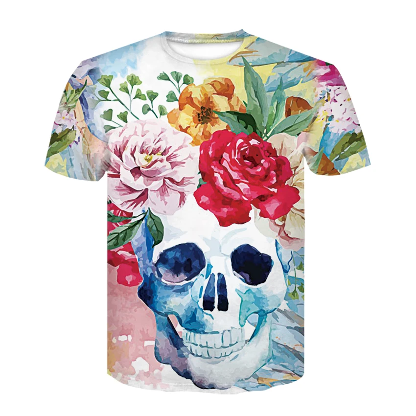 

Devin Du 2018 New Mens Summer Skull Print Men Short Sleeve T-shirt 3D T Shirt Casual Breathable T-shirt Plus-size T-shirt