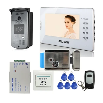 

Wholesale New 7 inch Home Video Door Phone Intercom System 1 Monitor 1 RFID Reader Camera Electric Lock + Remote FREE SHIPPING