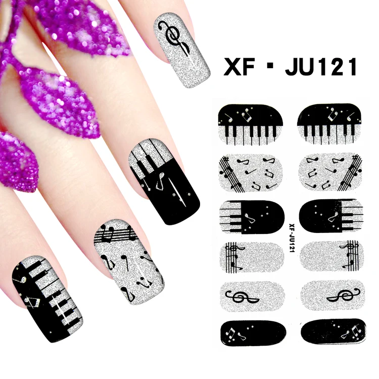 

Nail Art Shiny Cartoon Mickey Mouse Nusic Word Full Cover Nail Sticker Bright Nails Decals Sticker Decoration With Nail Files