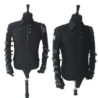RARE MJ Michael Jackson BAD Black Tour Punk Rock Show Jacket  For Fans party Classic Performance 1