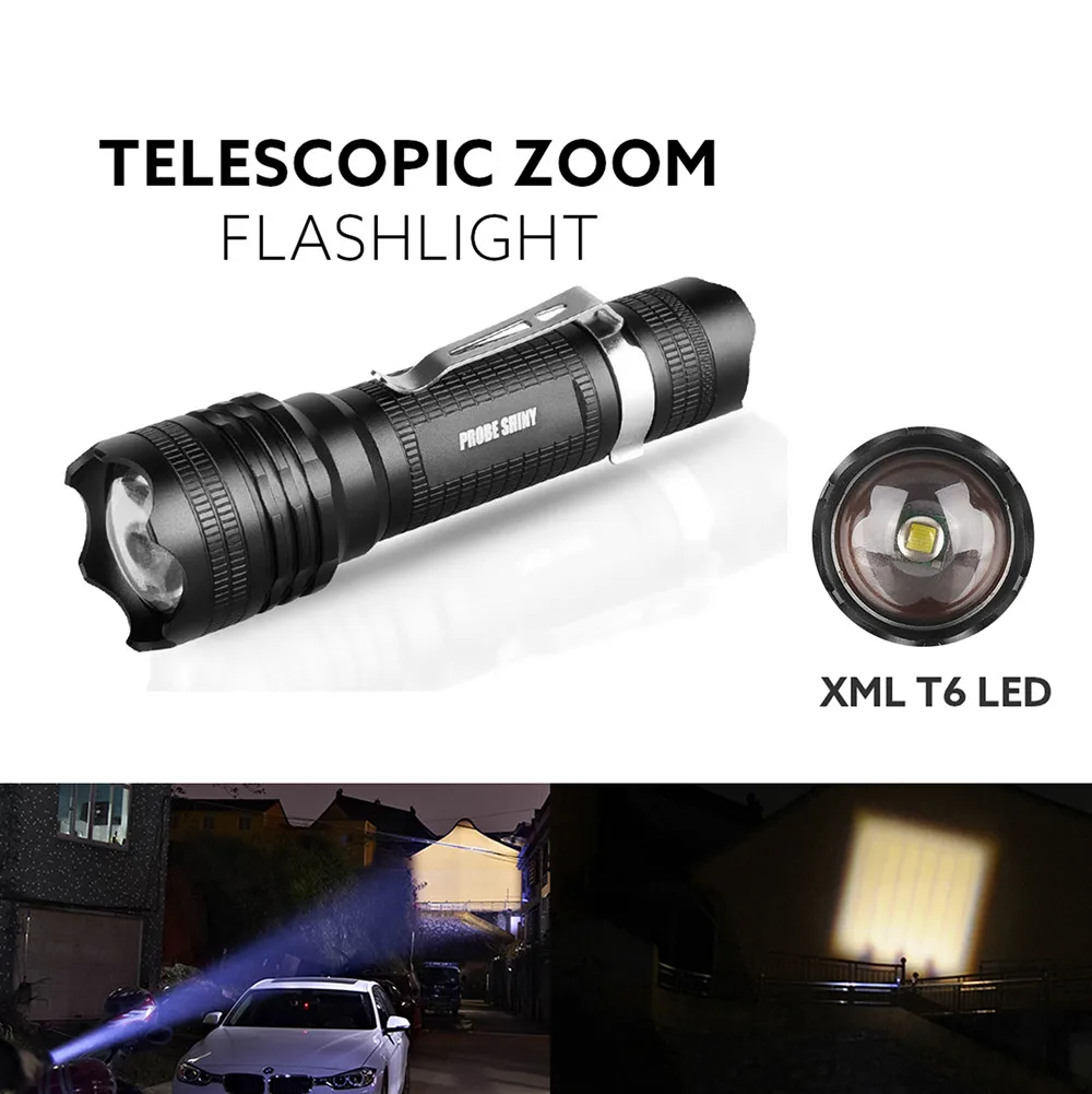 

2019 Super Bright XM-L T6 LED Adjustable Focus Flashlight Torch Zoomable Maximize Battery Adjustable Hunting Cycling #X