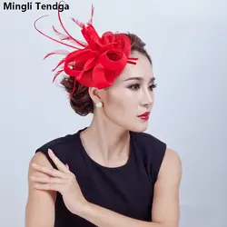 Свадебные Шапки для Для женщин элегантный перо Свадебные Шапки и Fascinators аксессуары для волос для Свадебная вечеринка Mingli Tengda