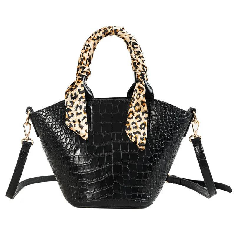 

2 Pcs/set Crocodile Pattern Bucket Bags Women Large Capacity Shoulder Bag Casual Crossbody Handbag Vintage Small Clutch Purse