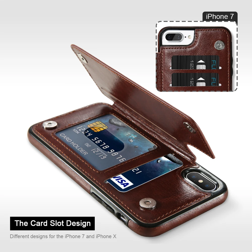 KISSCASE Fall Für iPhone XS X Volle Schutz Flip Leder Wallet Card Slots Fall Für iPhone 8 Plus 8 7