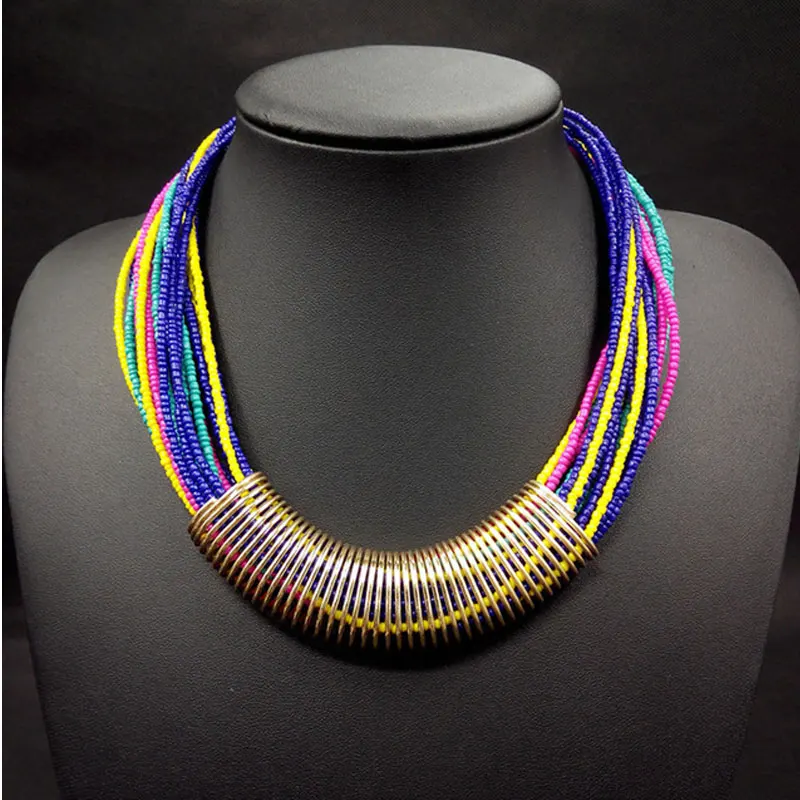 2018 Bijoux модное национальное ожерелье для женщин пробки многоцветные бусы