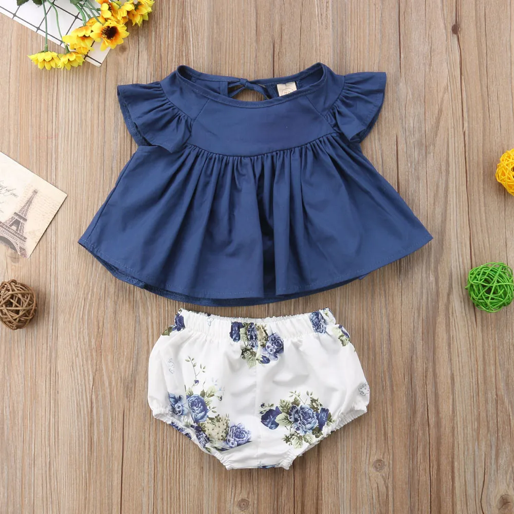 

2019 Newborn Baby Girl Floral T-shirt Dress Tops Shorts Pants Clothes Outfit 2pcs Set Bebes Ropa Recien Nacidos Baby Girl Set