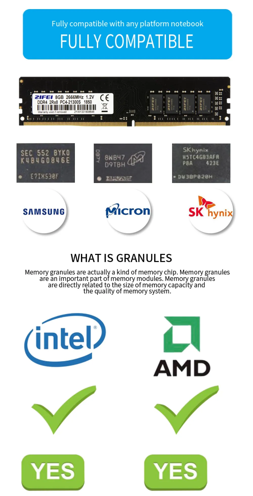 Memória do desktop da placa-mãe de zifei