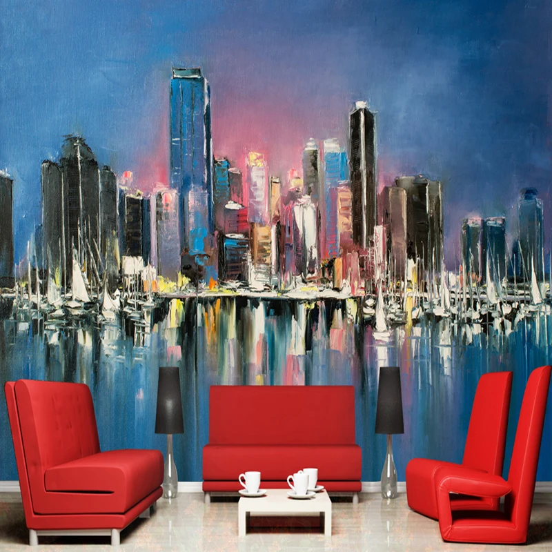 

Modern 3D Photo Wallpaper for Living Room Coffee Shop Individual Abstract 3D Wall Murals City Night Home Decorative Wallpaper