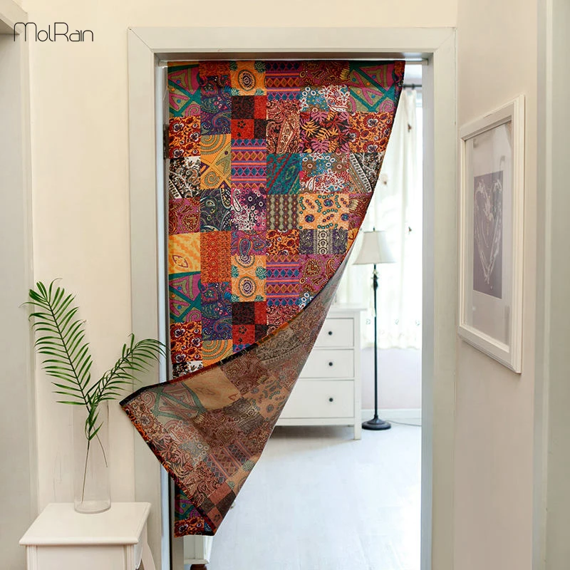 1pc Norbic Style Door Curtains For Bathroom Doors Half Curtain Linen Cotton Boho Printed Kitchen Partition Curtain Suspension Curtains Aliexpress