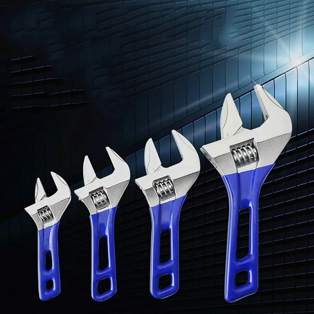 

4"-8" Adjustable Wrench Universal Spanner Wrench Mini Nut Key Hand Tools Multitool Blue