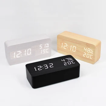 

WCIC Sounds Control LED Digital Table Clocks Relative Humidity Temperature Desktop Despertador LED Display Digital Alarm Clocks