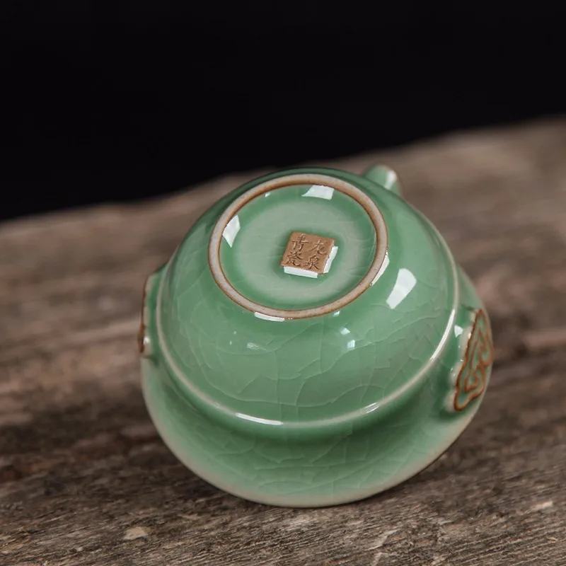 [GRANDNESS] Longquan Celadon фарфоровые Gaiwan КИТАЙСКИЕ чашки кракле глазури чайная посуда 150 мл