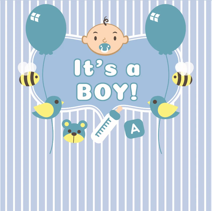 

Фотофон виниловый для студийной фотосъемки с голубыми полосками It is Boy Baby Shower, 8x8 футов, 240 см x 240 см