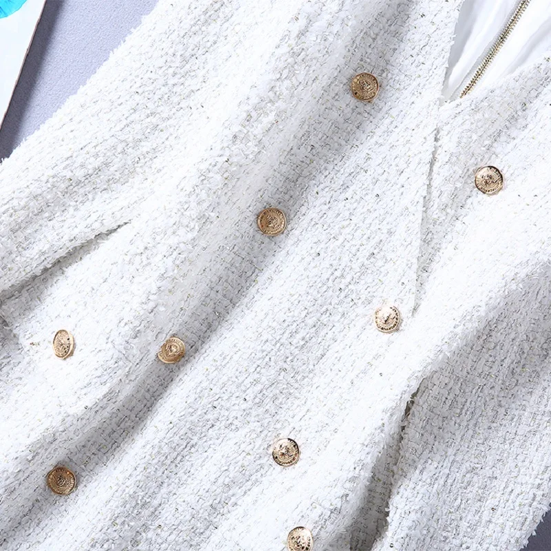 Tassel Wool Dress 2018 New Arrival Vestidos Women V-Neck Golden Button Long Sleeve Wool Blend Dress Lady Sexy Party Winter Dress Tassel Wool Dress 2018 New Arrival Vestidos Women V-Neck Golden Button Long Sleeve Wool Blend Dress Lady Sexy Party Winter Dress