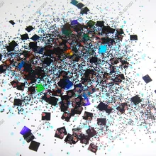 50 г/лот x Смешанные Лазерные цвета(блестящий порошок+ квадрат+ шестигранник) блестка Spangles форма для украшения ногтей и блестки для ногтей