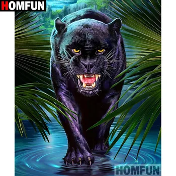 

HOMFUN Full Square/Round Drill 5D DIY Diamond Painting "Animal leopard" 3D Embroidery Cross Stitch 5D Home Decor A16004