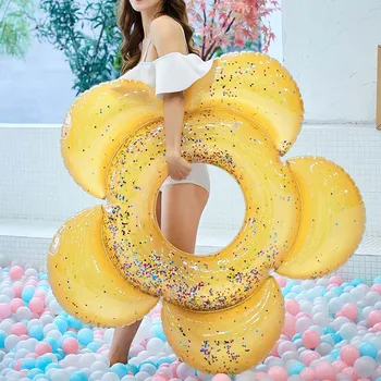 

Swimming Laps Inflatable Sequins Flower Adult Swimming Circle Buoy Ring Floating Row Swimming Pool Floating-seat