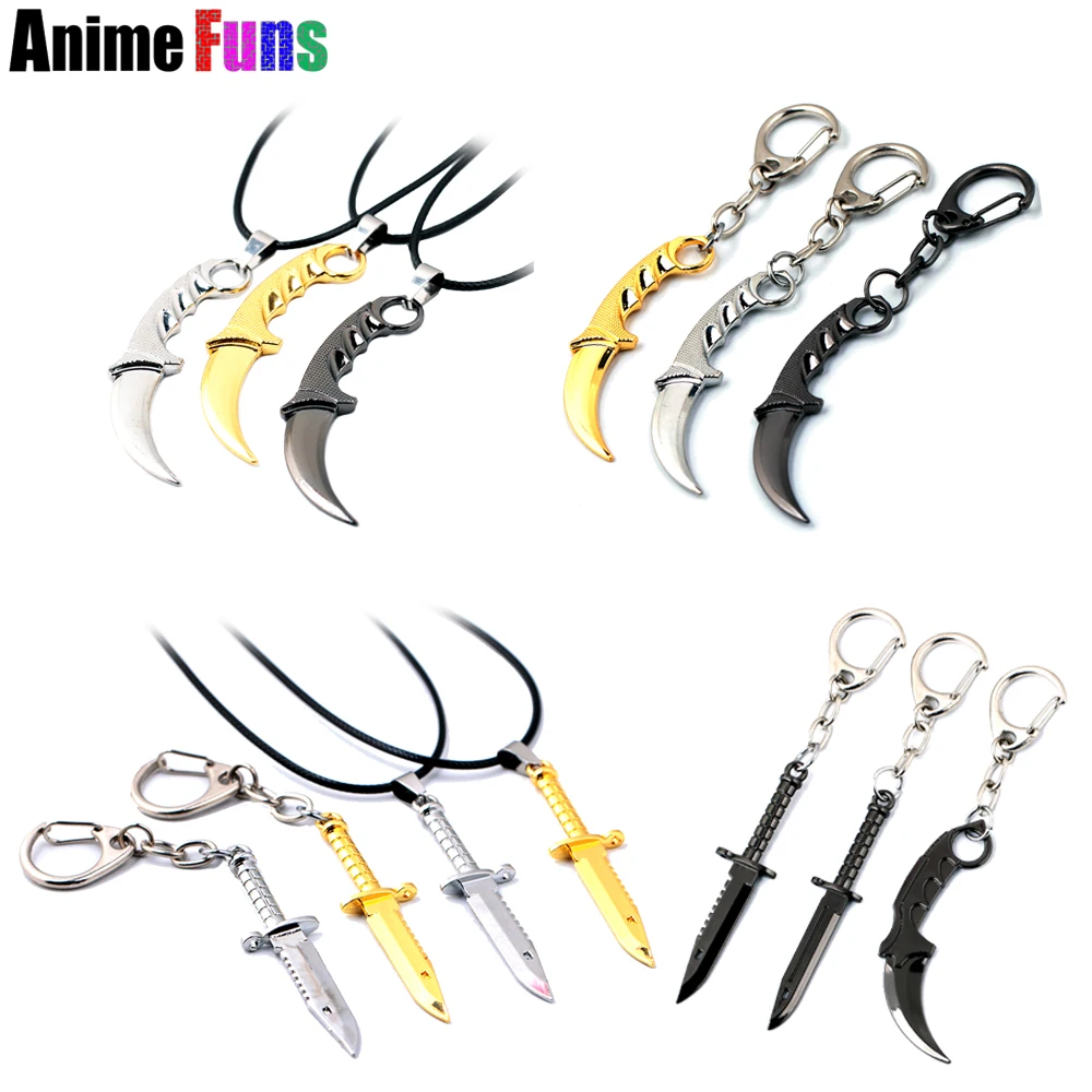 

16 types Game Counter Strike CSGO Model Keyring Karambit M9 Bayonet Dagger Claw Knife Pendant Keychain Choker Necklace drop-ship