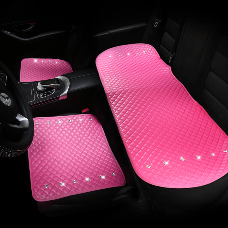 

Rhinestone Crystal Universal Car Seat Covers Leather Diamond Seat Cushion Car Styling Interior Decoration Front Rear Seats Cover