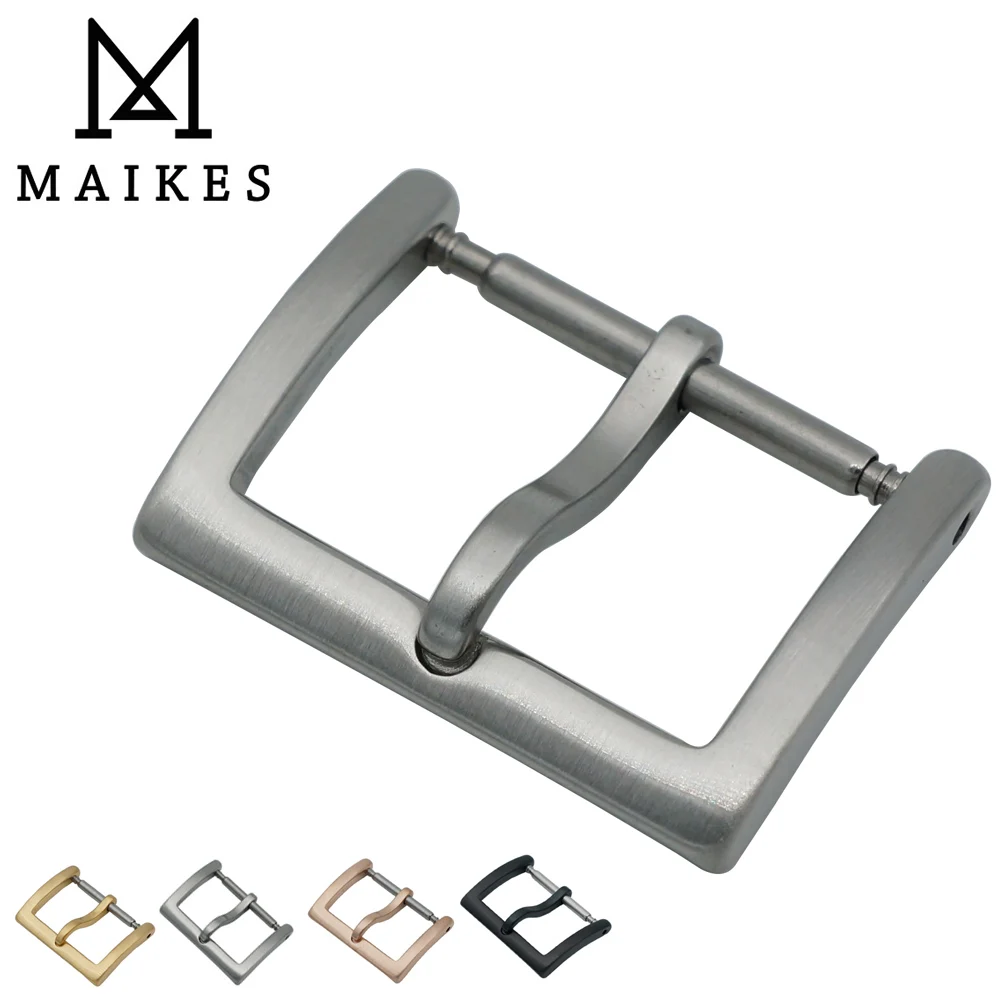 

MAIKES New Stainless Steel Watch Buckle 16mm 18mm 20mm Silver Watch button Pin Clasp For Brand Watch Strap Band
