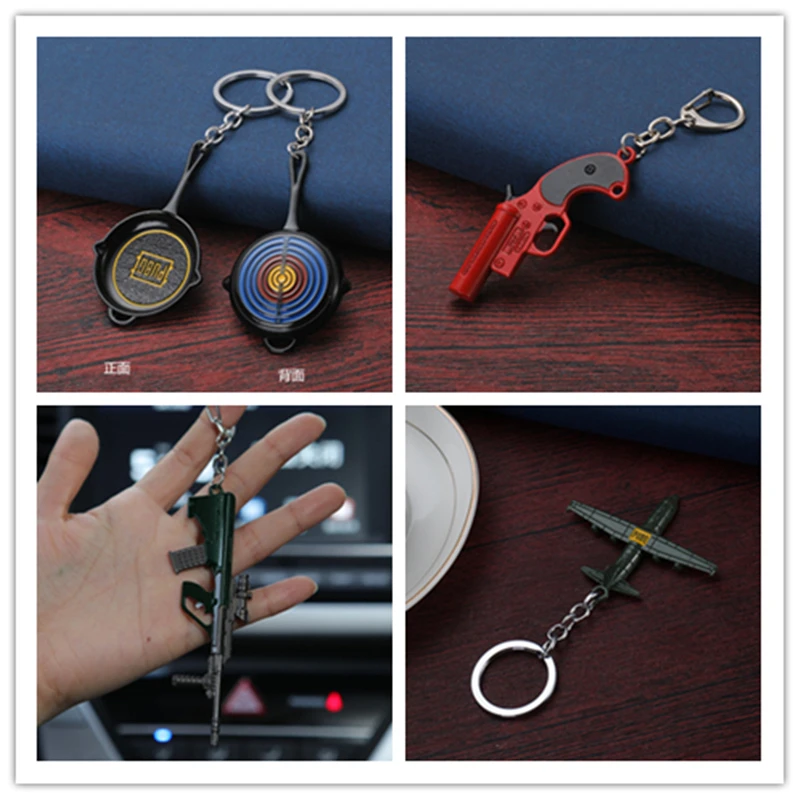 

PUBG Cosplay Costume Keychain Movable Helmet Backpack Pan Alloy Model Key Chain llaveros 98K AWM Mini Pendant llaveros