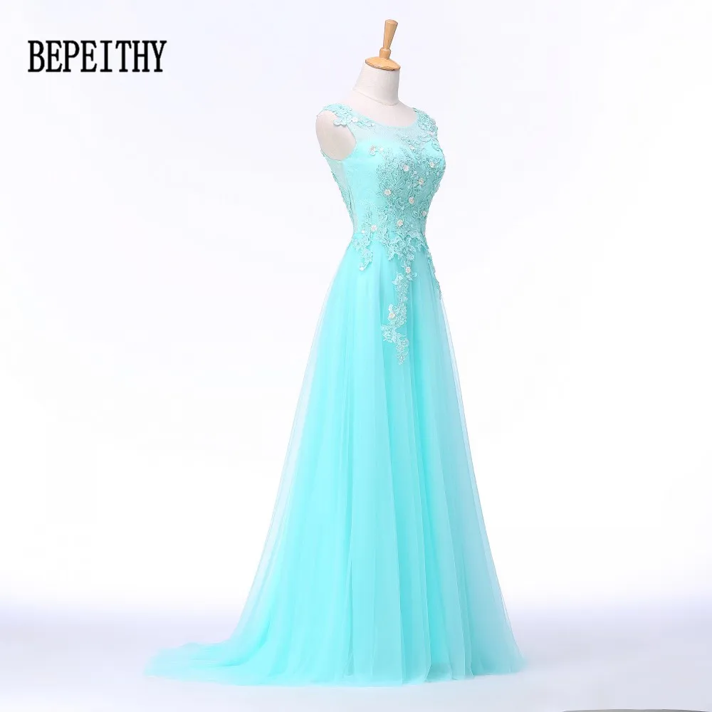 BEPEITHY Новое поступление длинное вечернее платье бусины в форме цветов Vestido Longo тюлевые аппликации кружево длинное вечернее платье