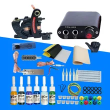 Полный комплект татуировки 1 тату-машинки, набор черных чернил, электропитание, ручки, инструменты для боди-арта, Набор татуировок, постоянный макияж, Набор Татуировок