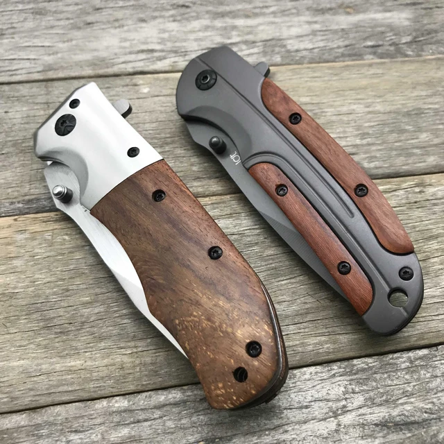 LDT DA43 Folding Knife 8Cr14Mov Blade Steel Rosewood Handle Camping Survival Knives Pocket Outdoor Hunting Knife EDC Tool 6