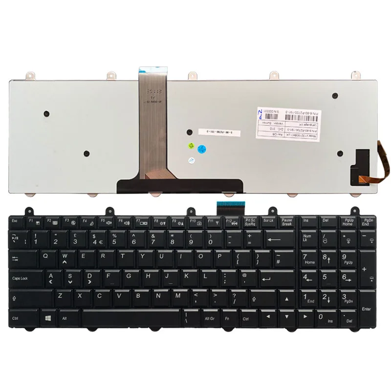 Клавиатура для ноутбука с подсветкой для Clevo P157SM P177SM P375 P751ZM Black series США V132150BK1