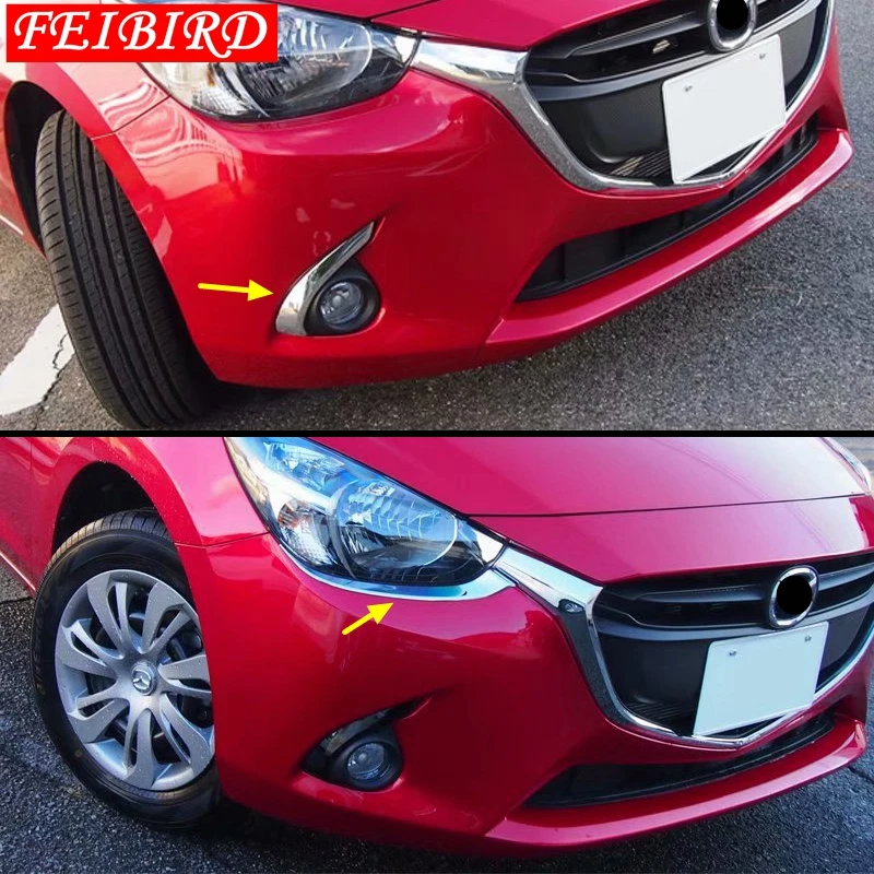 Accesorios Mazda 2 Demio 2015 2017 2018 2019 luces antiniebla delanteras anillo de lámpara + cabeza frontal + cubierta de cejas de párpado embellecedor|Estilo cromado| AliExpress