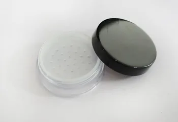 

100pcs/lot PS 20ml /10g loose powder jar with sifter, loose powder case with black case, cosmetic packing,