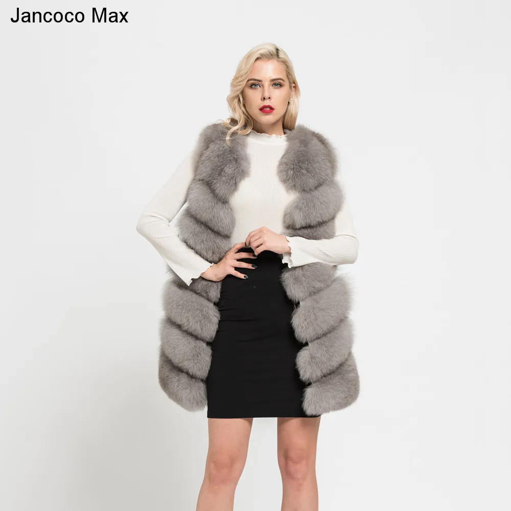 Jancoco Max, новинка, натуральный Лисий мех, жилет, высокое качество, женский жилет, зимнее пальто, 7 рядов, толстый теплый жилет S7161