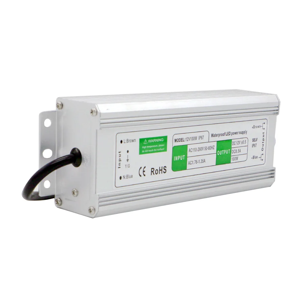 Unidade de Alimentação v a 12 Ip67 à Prova Motorista Transformador Eletrônico ac 110 220 Volt 10 w 30 36 60 100 150 Dip67 Água 12 v 24 Led 5 High Quality Luzes e Iluminação