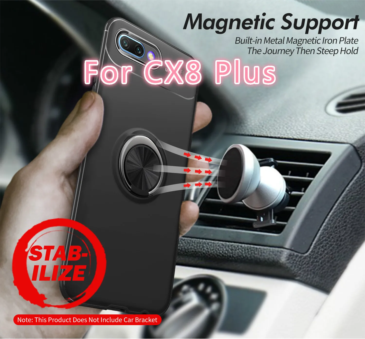 Case for Huawei CX8 PLus / Y9 2018 TPU Hidden Kickstand with Car Magnet Holder Stand | Мобильные телефоны и аксессуары