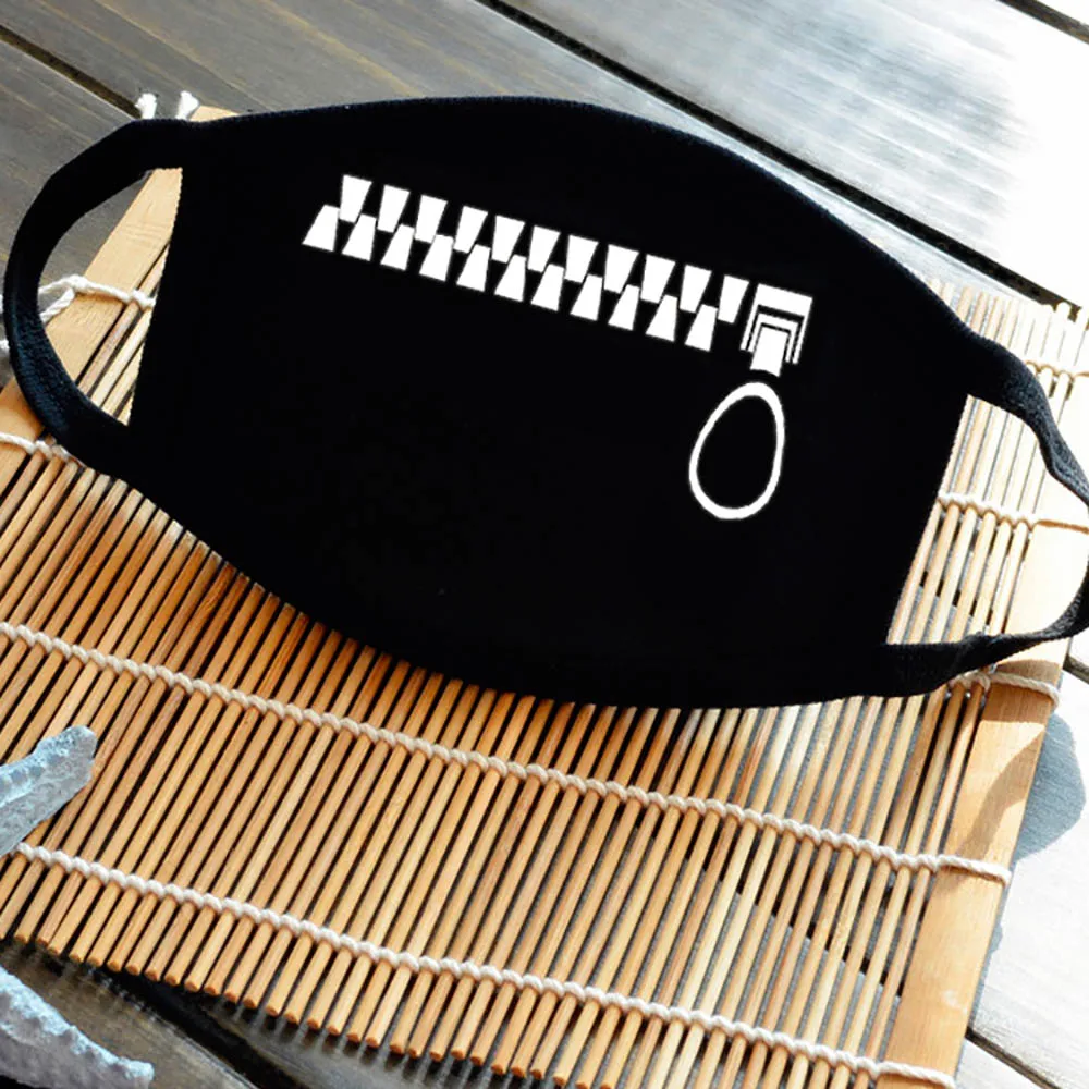 New Unisex Cosplay Cotton Black Cartoon Funny Zipped Teeth Half Face Mouth Mask