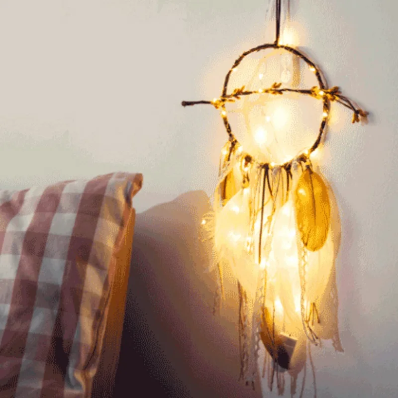 DIY ловец снов световая гирлянда Ins для спальни девочек маленький фонарь