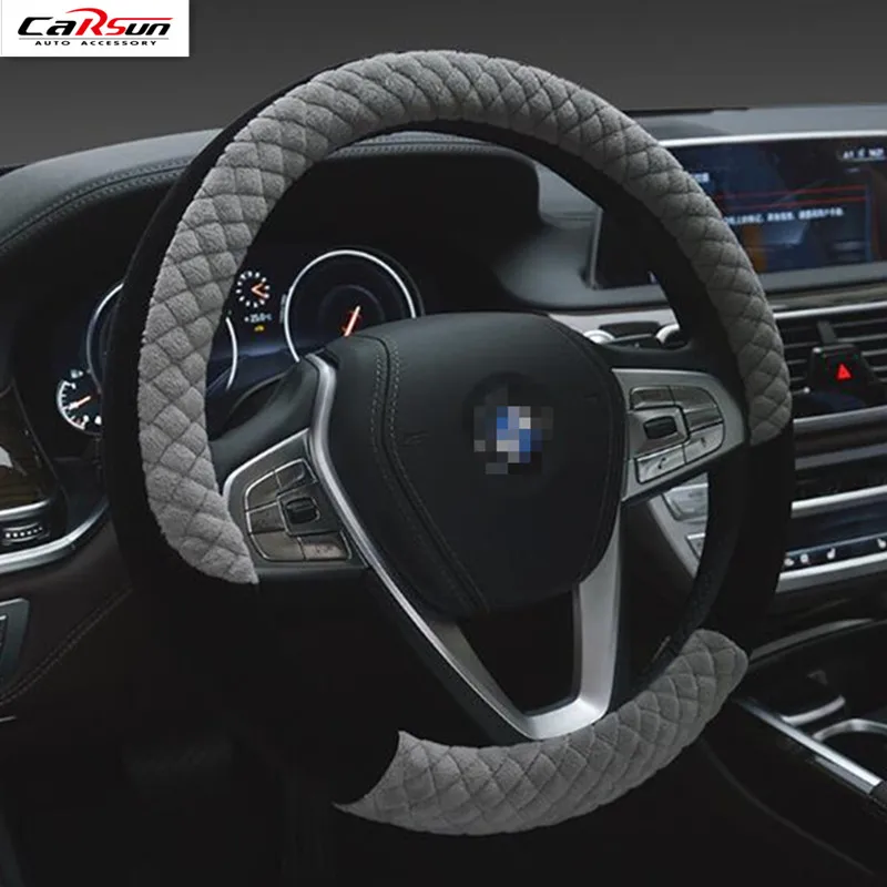 CARSUN Winter 38cm Premium Soft Short Fur Car Steering Wheel Cover High-density Warm Plush Steering Wheel Protector Cover CARSUN Winter 38cm Premium Soft Short Fur Car Steering Wheel Cover High-density Warm Plush Steering Wheel Protector Cover