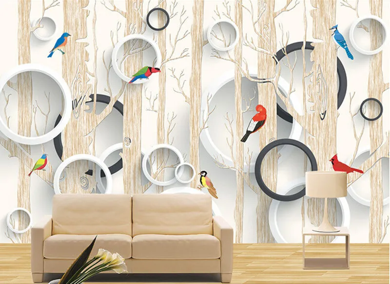 

Custom 3D murals,Circle the forest bird 3d papel de parede,restuarant coffee shop living room sofa TV wall bedroom wallpaper
