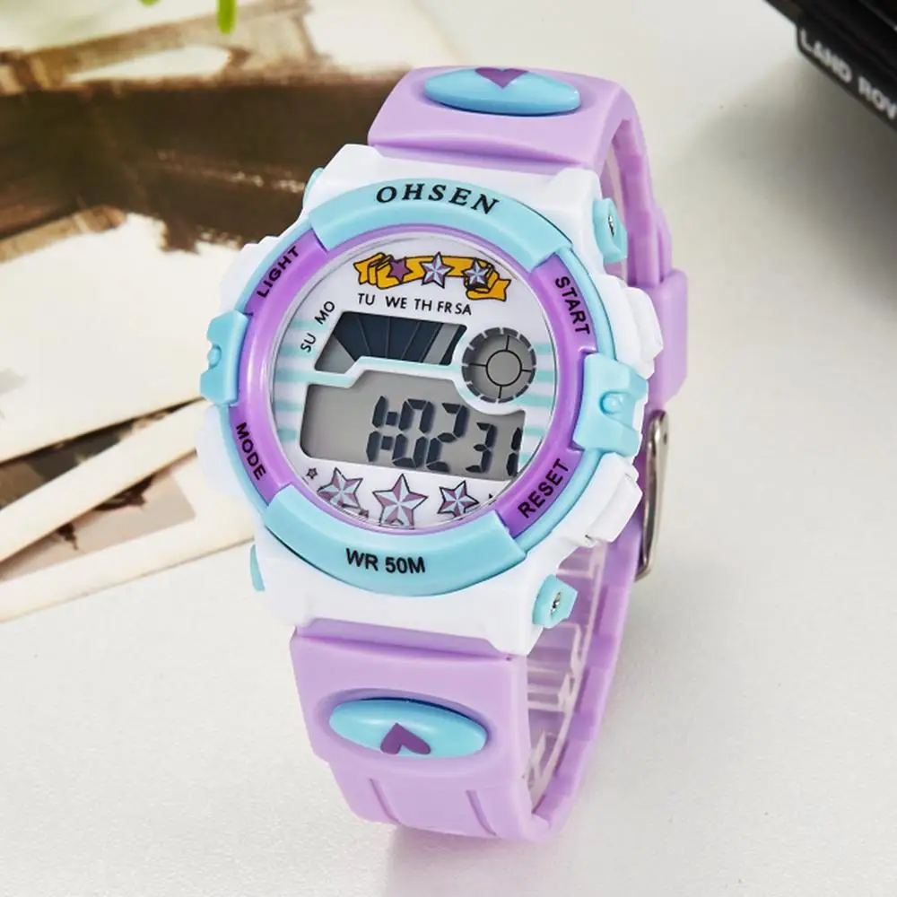 

TOP Sale 2018 OHSEN Brand Digital WristWatch Kids Girls 50M Waterproof Pink Red Silicone Strap Back Light Alarm Clock Reloj Nino
