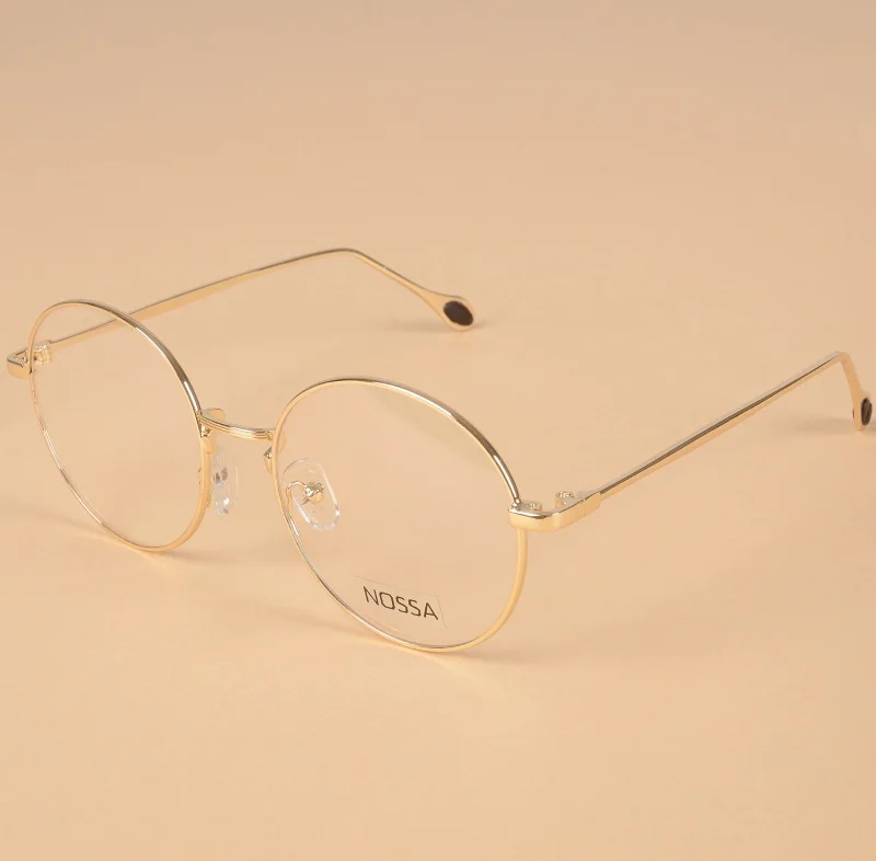 Круглая оправа, элегантные солнцезащитные очки для женщин и мужчин, металлические оптические очки для мужчин и женщин, прозрачные линзы, очки по рецепту, оправа для очков - Цвет оправы: Gold