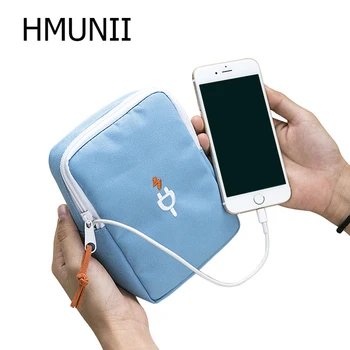 

HMUNII Waterproof Double Layer Cable Bag Electronic SD card Organizer Travel Bag USB Earphone Case Digital Travel accessories