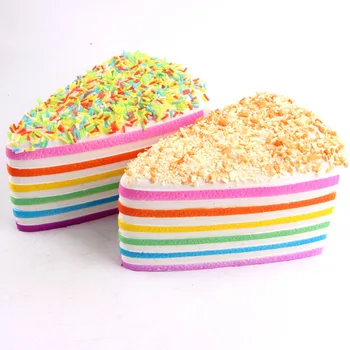 

Rainbow short Cake Super Slow Rising big Super triangle Sweet Cream Charms Simulation fun food