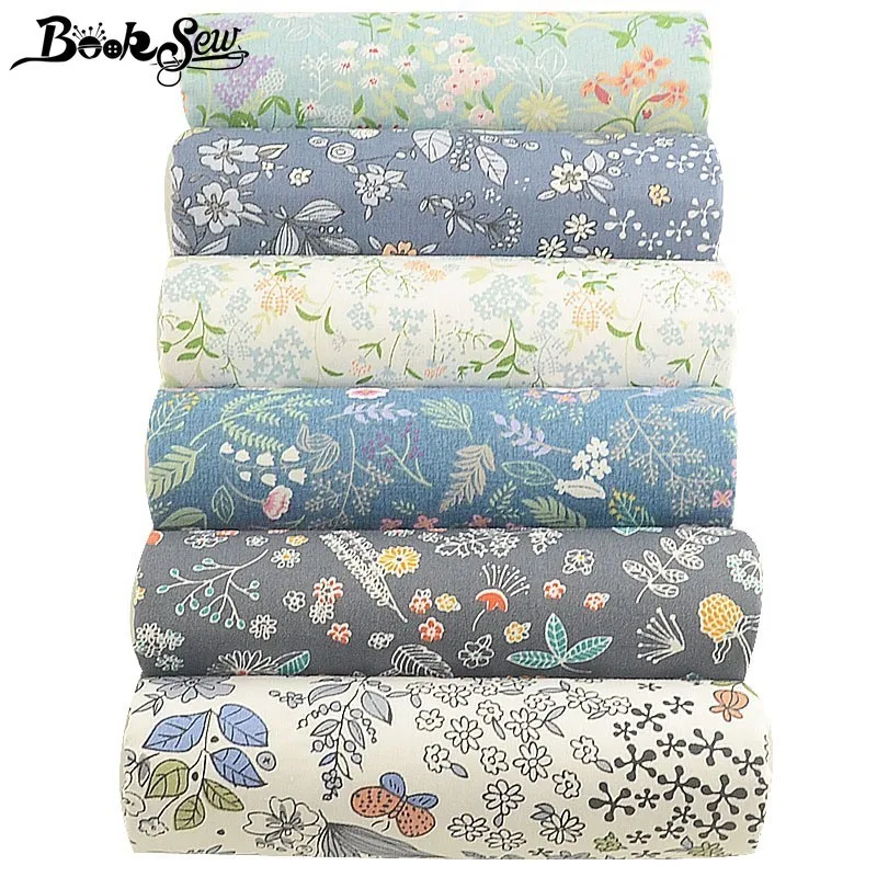 

Booksew Printed Flower 100% Cotton Fabric 6Pcs 40cmx50cm Fat Quarters Pillow Quilting Home Textile DIY Patchwork Sewing Tissu
