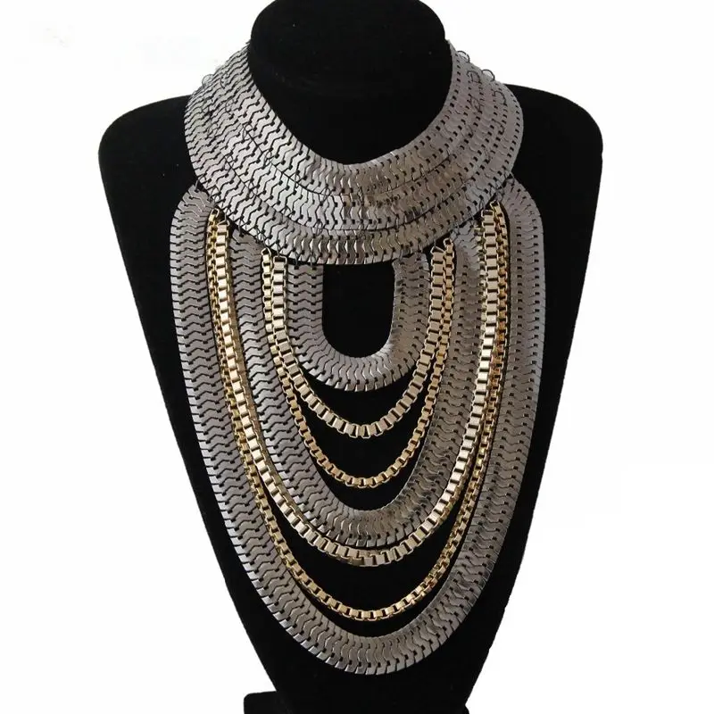 Модное готическое ожерелье CirGen, 6 цветов, многослойная цепочка в виде змеи, ручная работа, массивное ожерелье бижутерия, ожерелье, женское ювелирное изделие, C13 - Окраска металла: Gun Black color