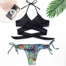 MUQGEW сексуальный купальник со стрингами одежда для купания купальный костюм Холтер Топ с принтом Майо бикини купальный костюм s купальник с лентами 0311