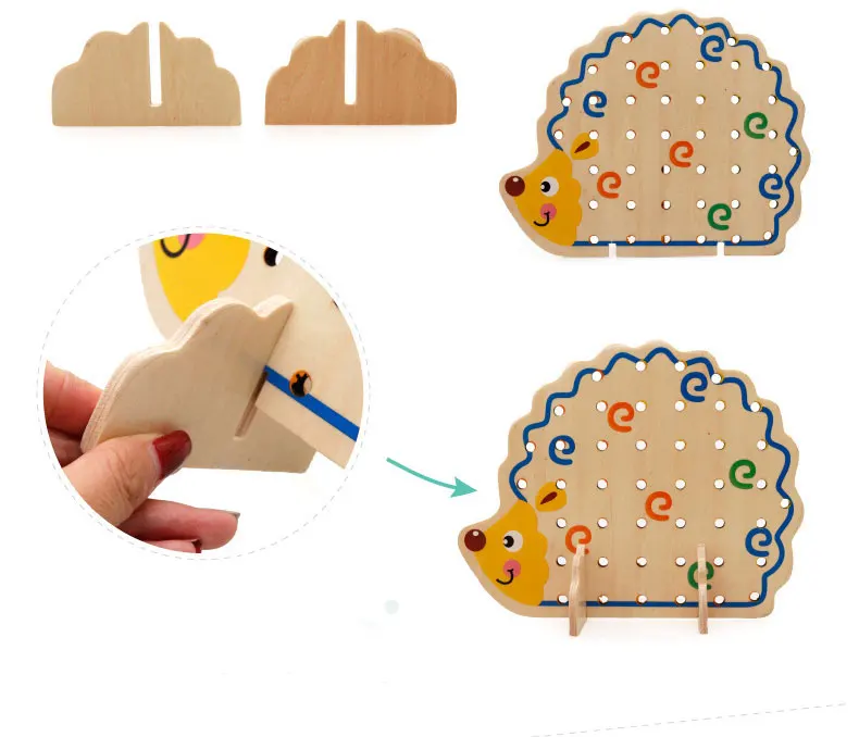 Обучающие деревянные игрушки-головоломки 82 шт. Ежик фрукты бусины Монтессори обучающие игрушки для детей